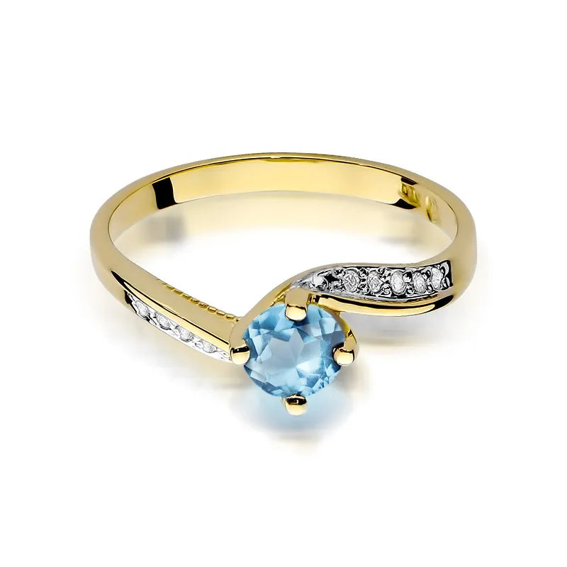 Gold Ring with 0.50ct Topaz and 0.05ct Diamonds