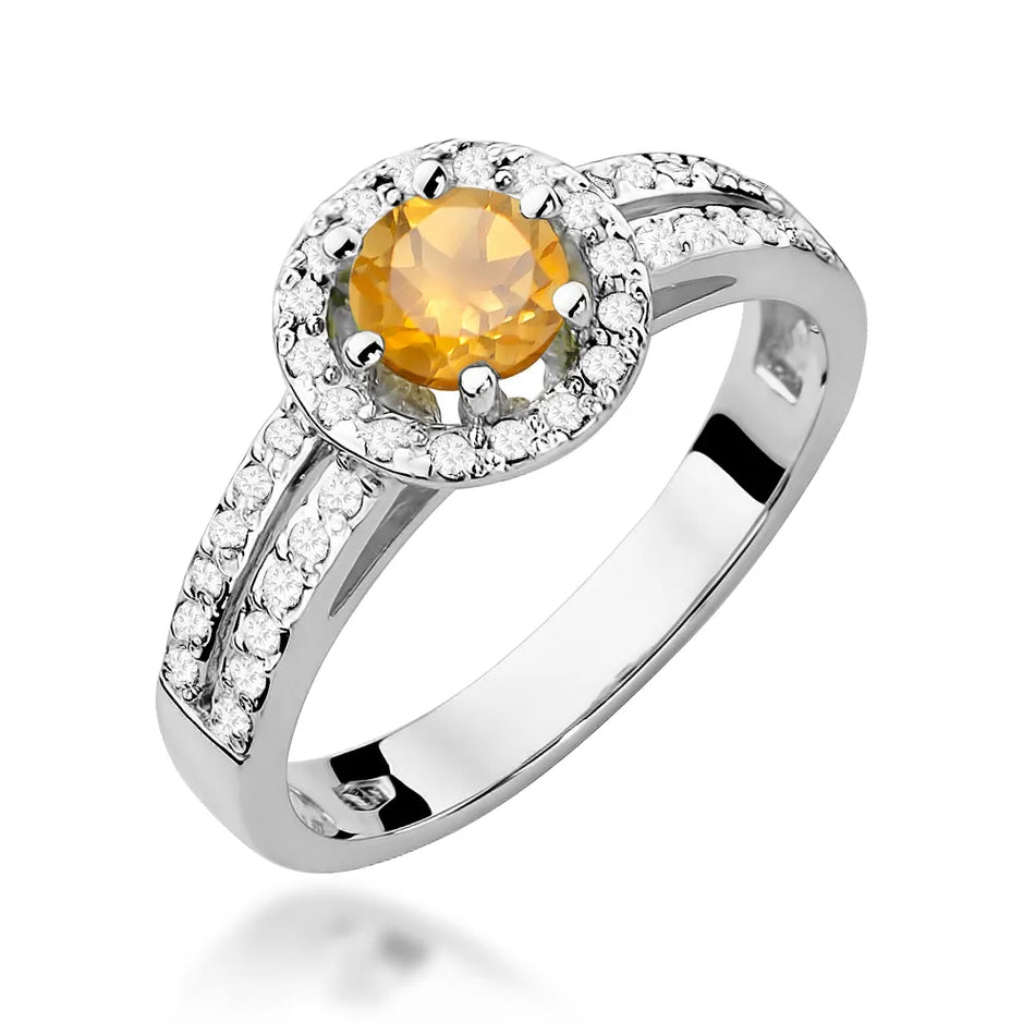 Gold Ring with 0.50ct Citrin and 0.20ct Diamonds