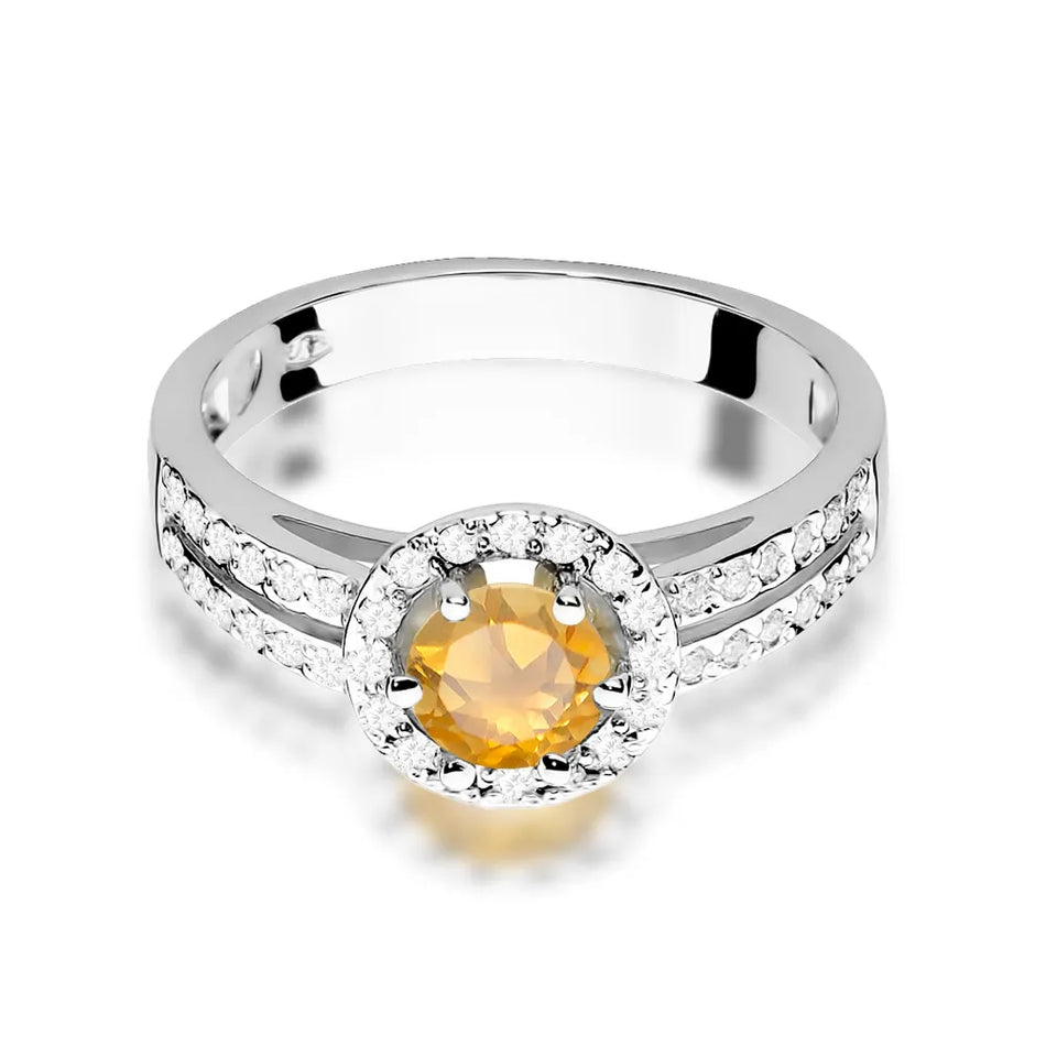Gold Ring with 0.50ct Citrin and 0.20ct Diamonds