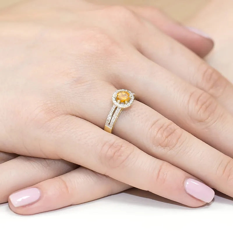 Gold Ring with 0.50ct Citrin and 0.20ct Diamonds