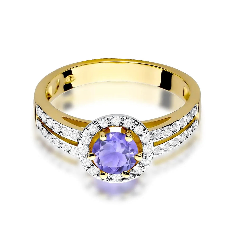 Gold Ring with 0.50ct Tansanit and 0.20ct Diamonds