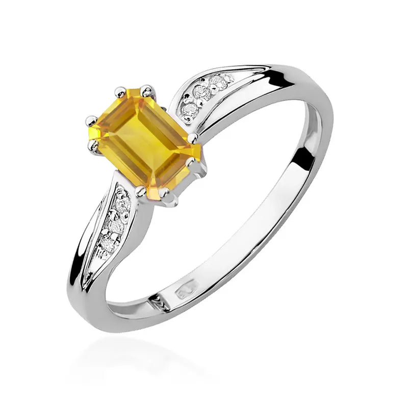 Gold Ring with 0.60ct Citrin and 0.03ct Diamonds