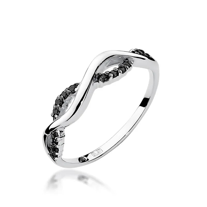 Gold Ring with 0.07ct Black Diamonds