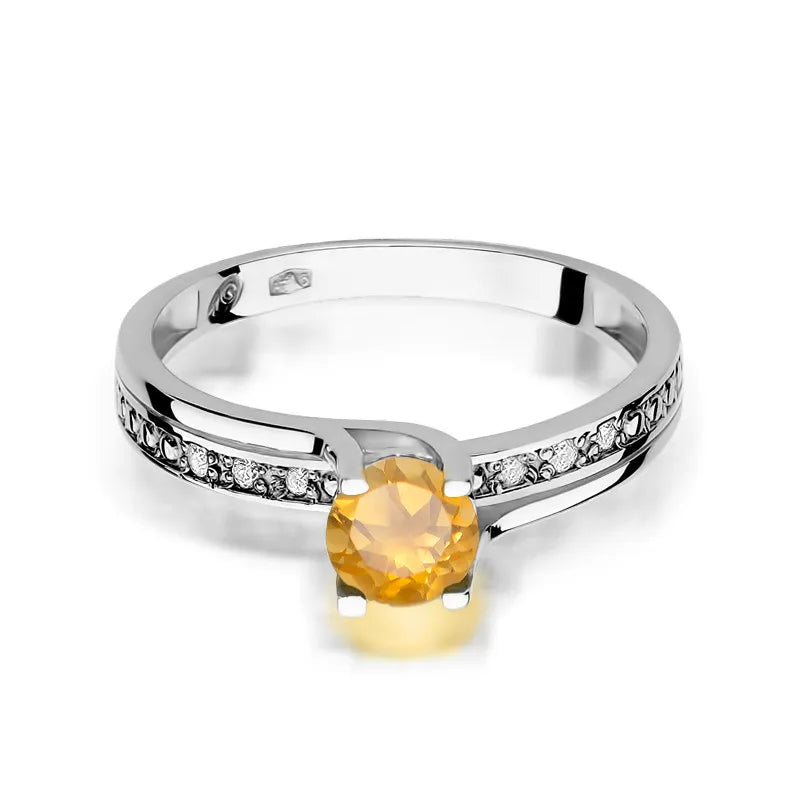 Gold Ring with 0.50ct Citrin and 0.03ct Diamonds