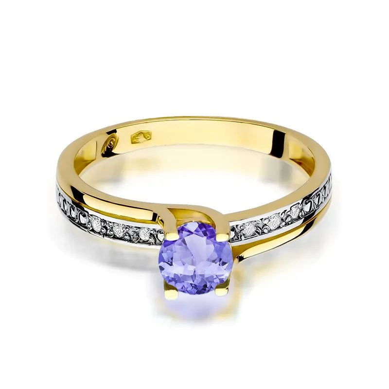 Gold Ring with 0.50ct Tansanit and 0.03ct Diamonds