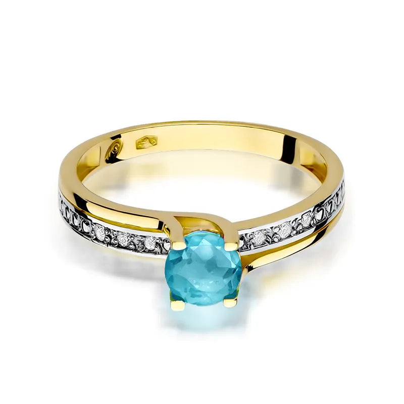 Gold Ring with 0.50ct Topaz and 0.03ct Diamonds