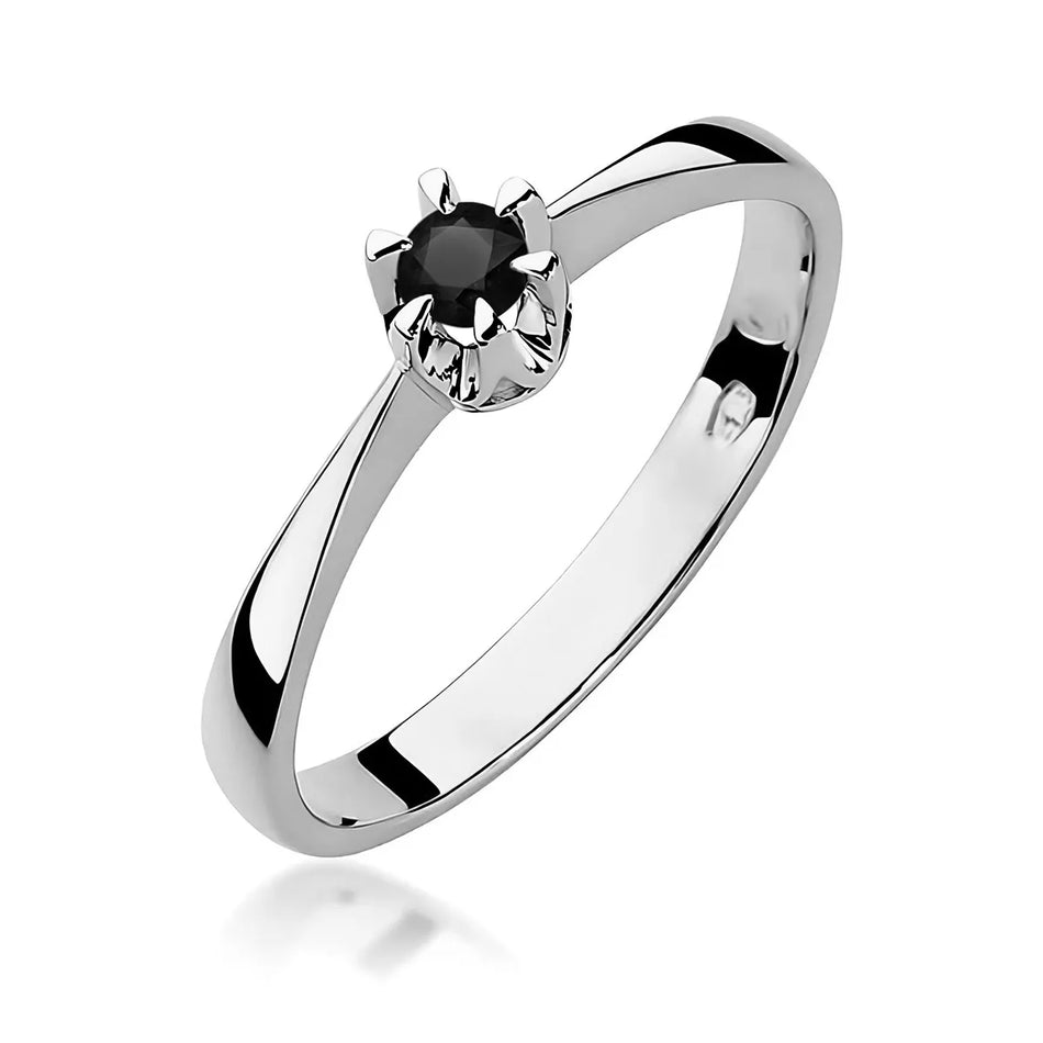 Gold Ring with 0.12ct Black diamond
