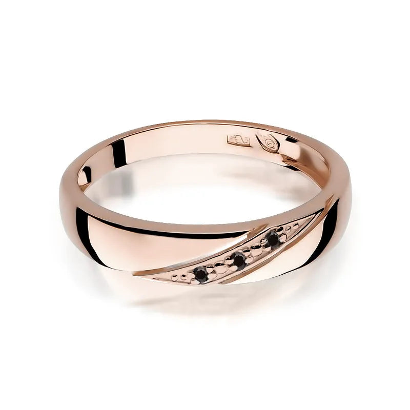 Zlatý prsteň s 0,015 ct čiernymi diamantmi