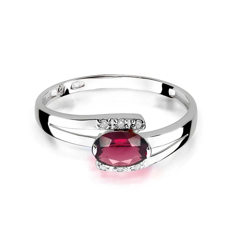 Gold Ring with 0.50ct Rhodolite and 0.052ct Diamonds