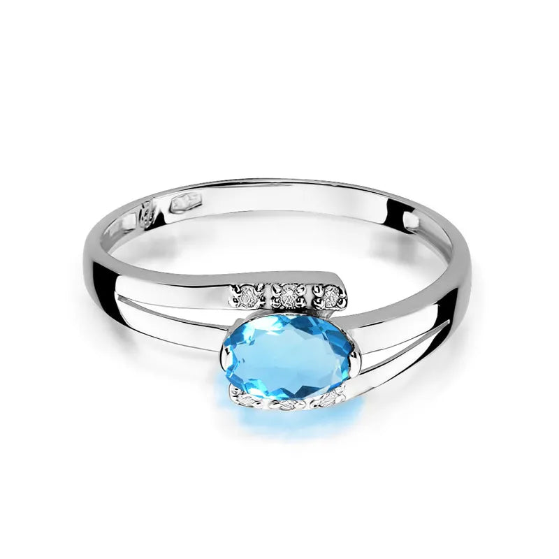 Gold Ring with 0.50ct Topaz and 0.052ct Diamonds