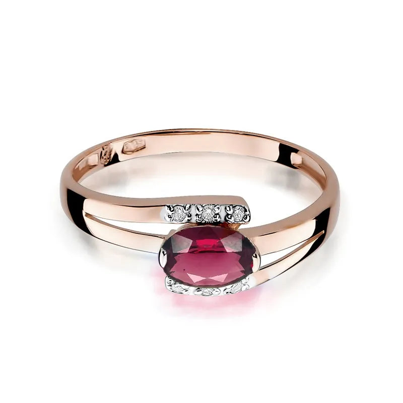 Gold Ring with 0.50ct Rhodolite and 0.052ct Diamonds