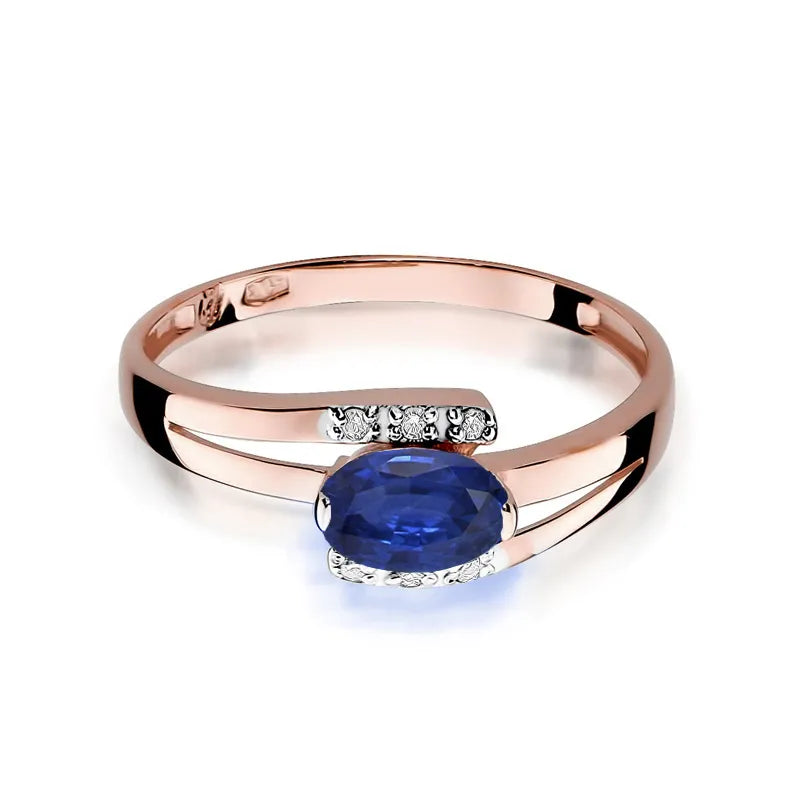 Gold Ring with 0.70ct Sapphire and 0.052ct Diamonds