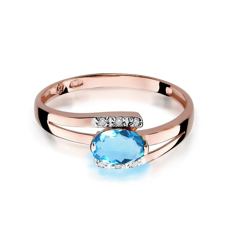 Gold Ring with 0.50ct Topaz and 0.052ct Diamonds