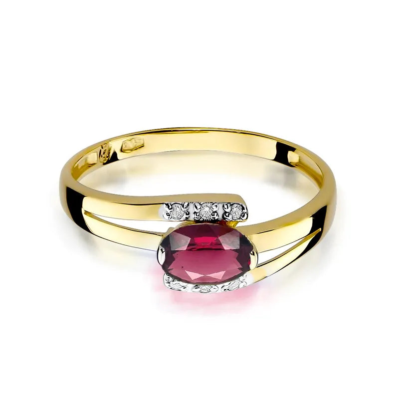 Gold Ring with 0.50ct Rhodolite and 0.052ct Diamonds