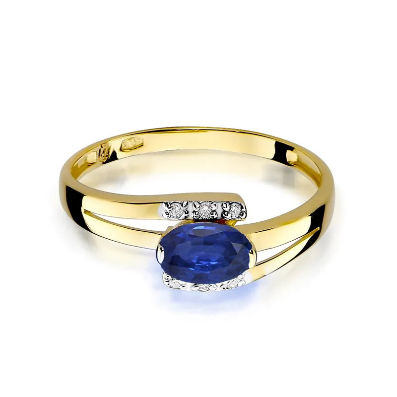 Gold Ring with 0.70ct Sapphire and 0.052ct Diamonds