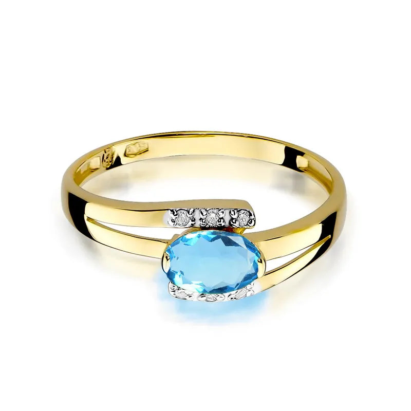 Gold Ring with 0.50ct Topaz and 0.052ct Diamonds