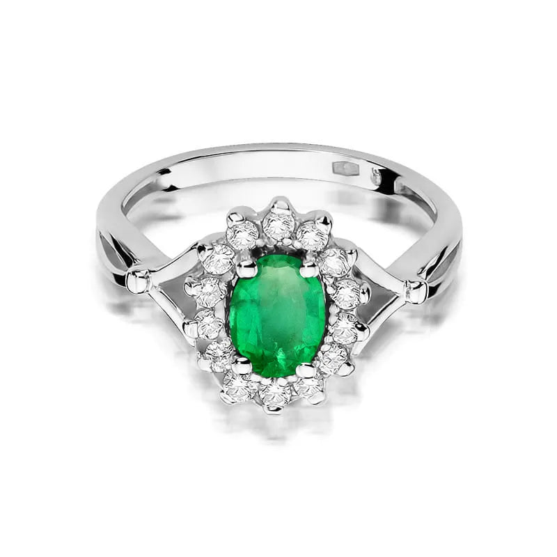 Gold Ring with 0.80ct Emerald and 0.28ct Diamonds