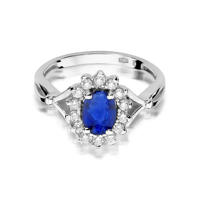 Gold Ring with 0.90ct Sapphire and 0.28ct Diamonds