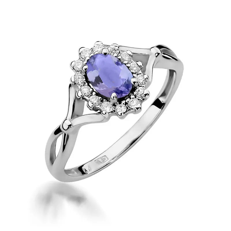 Zlatý prsteň s 0,40 ct tanzanitom a 0,12 ct diamantmi