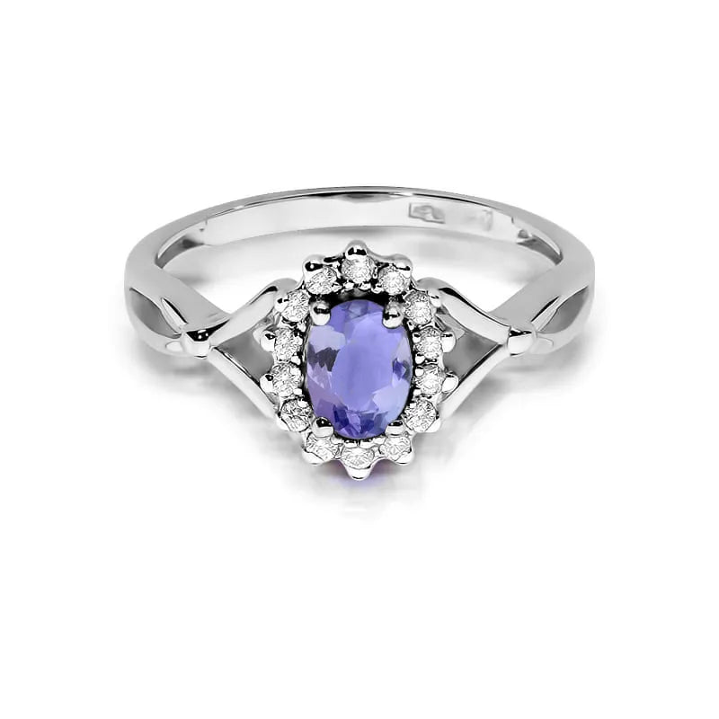 Zlatý prsteň s 0,40 ct tanzanitom a 0,12 ct diamantmi