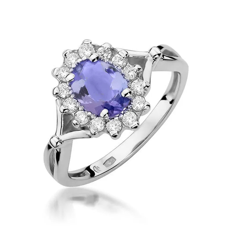 Gold Ring with 0.70ct Tansanit and 0.28ct Diamonds