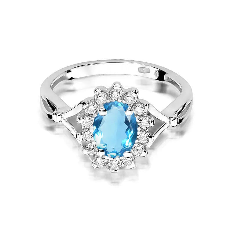 Zlatý prsteň s 0,50 ct topásom a 0,12 ct diamantmi