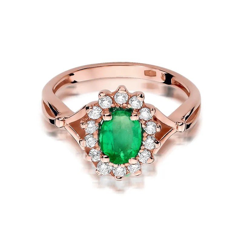 Gold Ring with 0.80ct Emerald and 0.28ct Diamonds