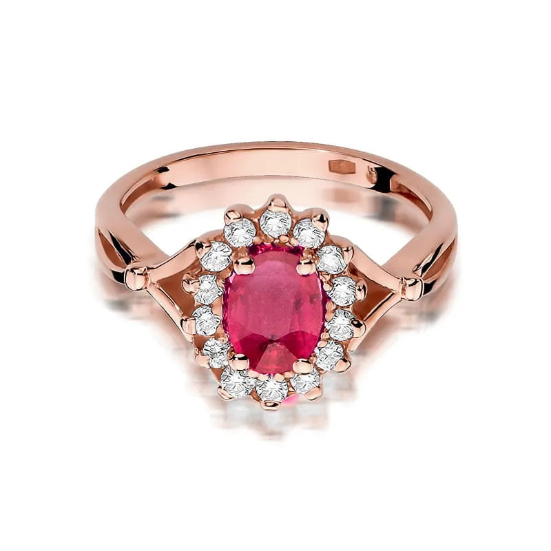 Gold Ring with 1.00ct Ruby and 0.28ct Diamonds