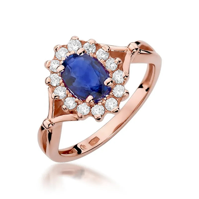 Gold Ring with 0.90ct Sapphire and 0.28ct Diamonds