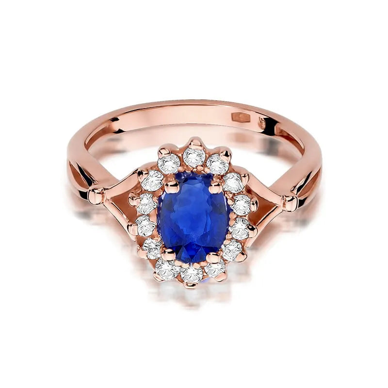 Gold Ring with 0.90ct Sapphire and 0.28ct Diamonds