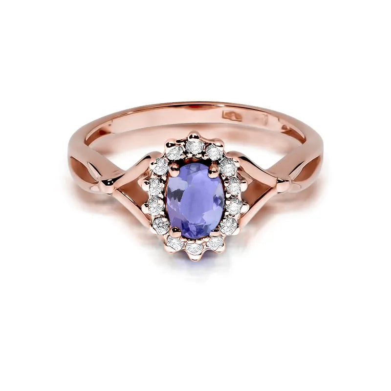 Zlatý prsteň s 0,40 ct tanzanitom a 0,12 ct diamantmi