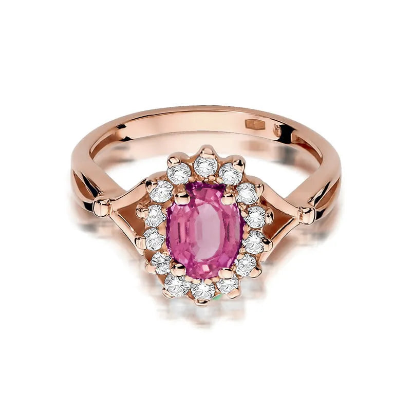 Gold Ring with 0.50ct Pink topaz and 0.28ct Diamonds