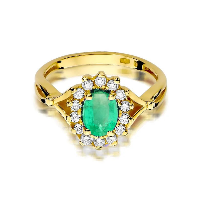 Gold Ring with 0.80ct Emerald and 0.28ct Diamonds
