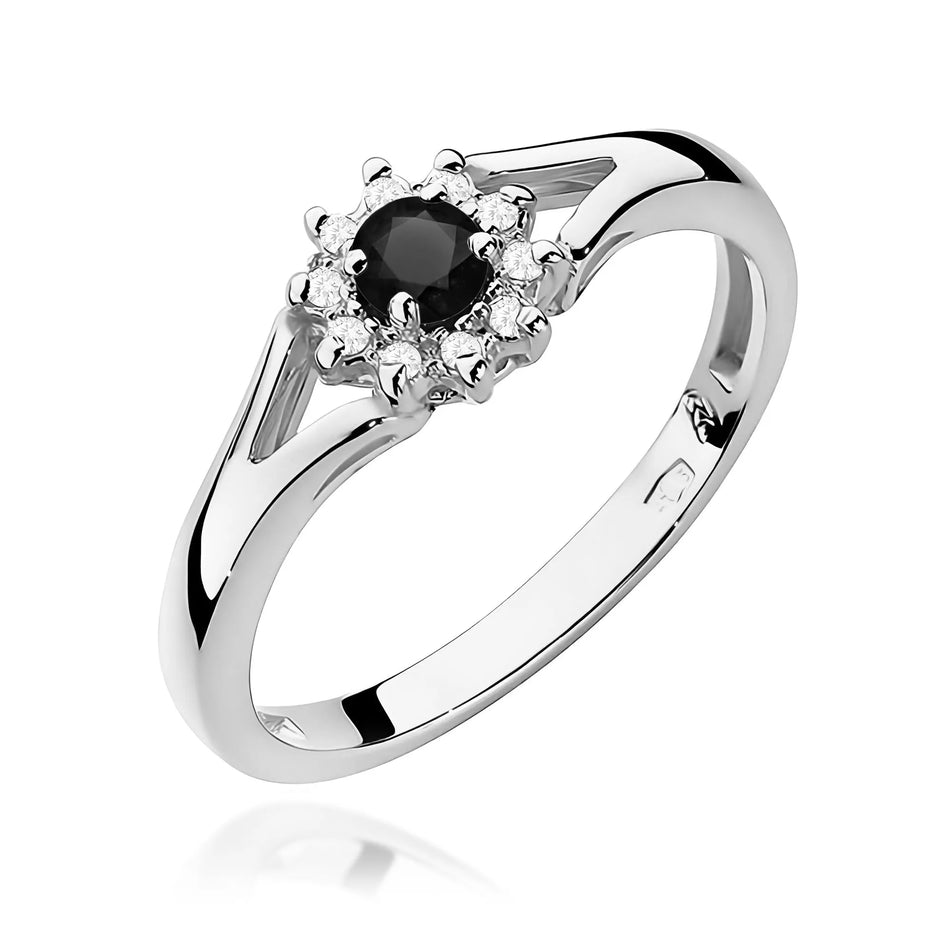 Gold Ring with 0.12ct Black diamond and 0.086ct Diamonds