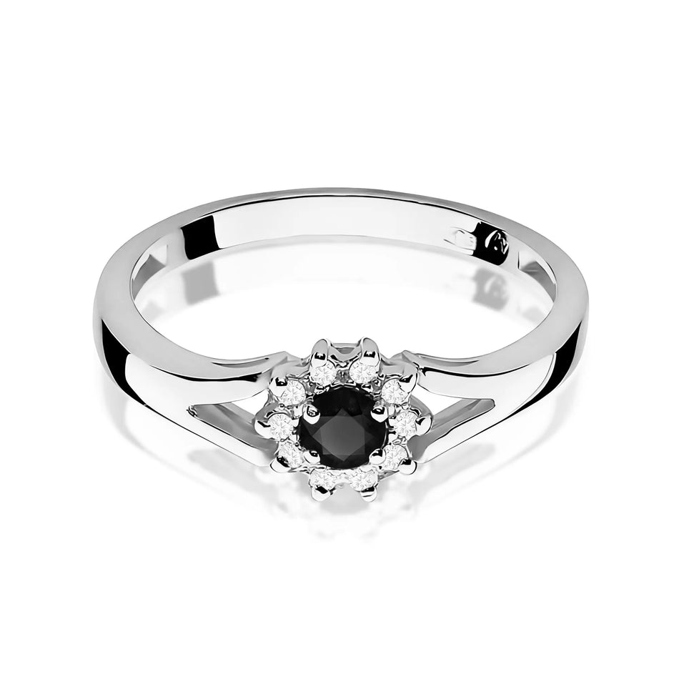 Gold Ring with 0.12ct Black diamond and 0.086ct Diamonds