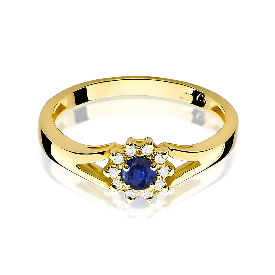 Gold Ring with 0.15ct Sapphire and 0.086ct Diamonds
