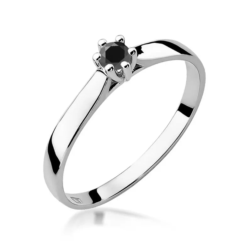 Gold Ring with 0.12ct Black diamond