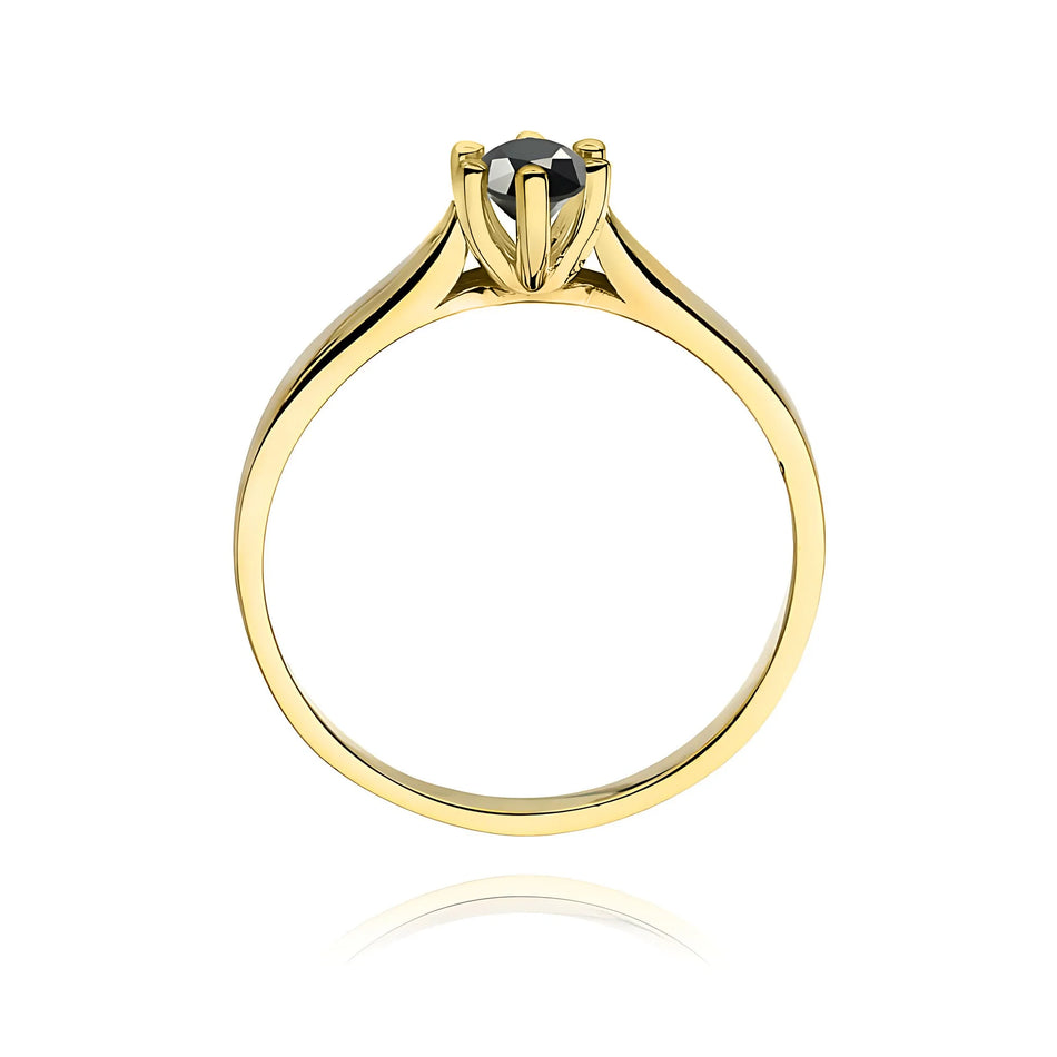 Gold Ring with 0.30ct Black diamond