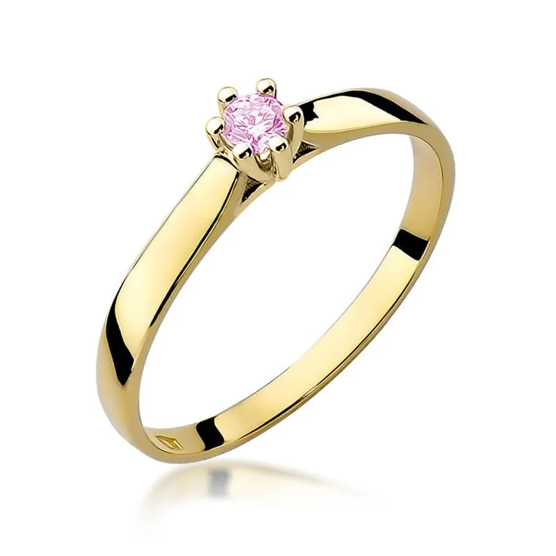 Gold Ring with 0.15ct Pink Topaz
