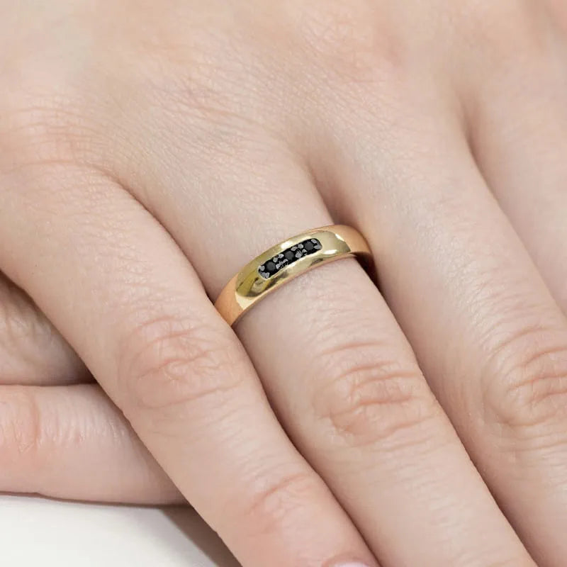 Gold Ring with 0.044ct Black Diamonds