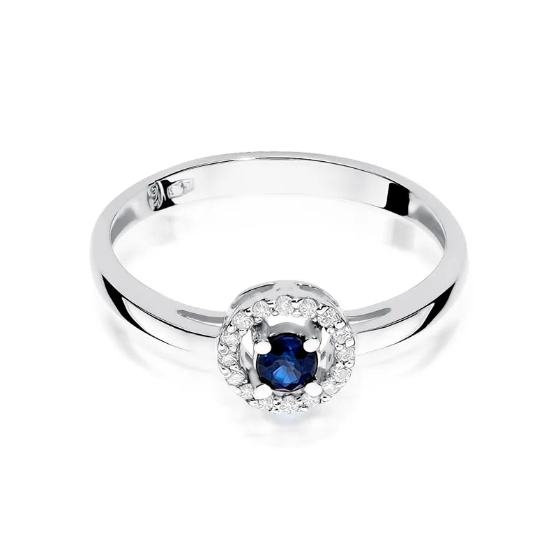 Gold Ring with 0.15ct Sapphire and 0.08ct Diamonds