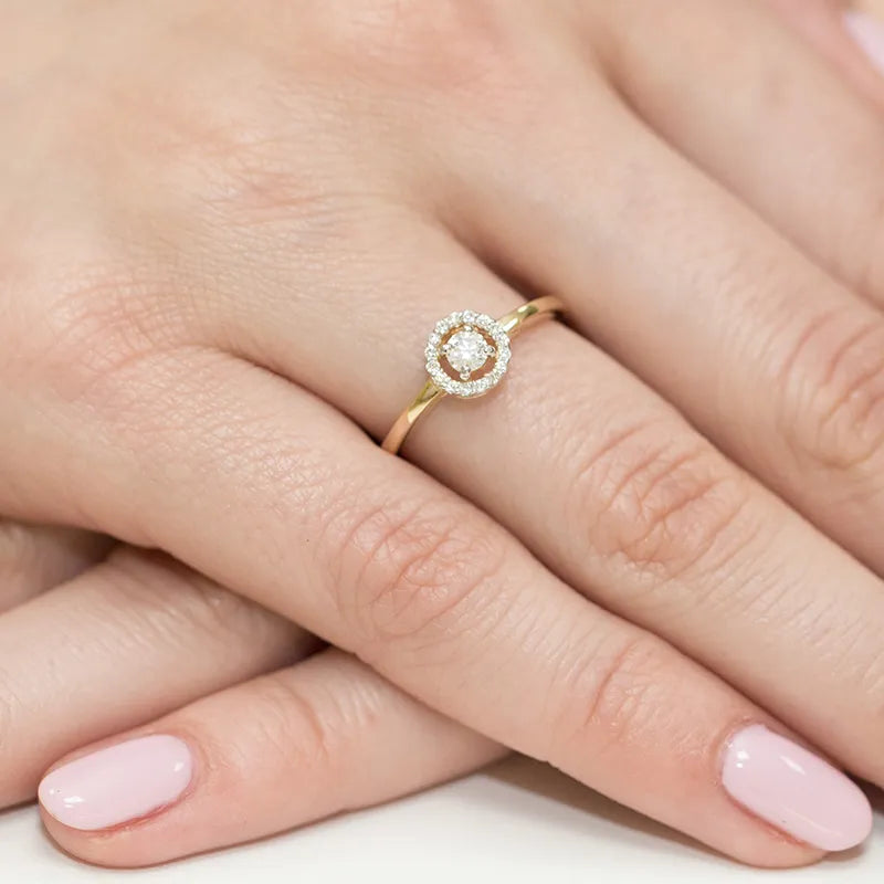 Gold Ring with 0.12ct and 0.08ct Diamonds