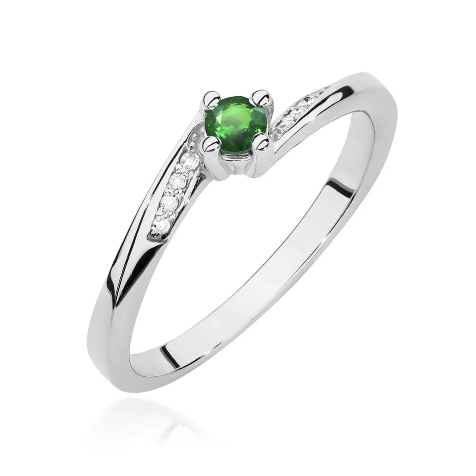 Gold Ring with 0.15ct Emerald and 0.04ct Diamonds