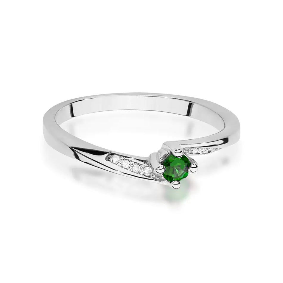 Gold Ring with 0.15ct Emerald and 0.04ct Diamonds