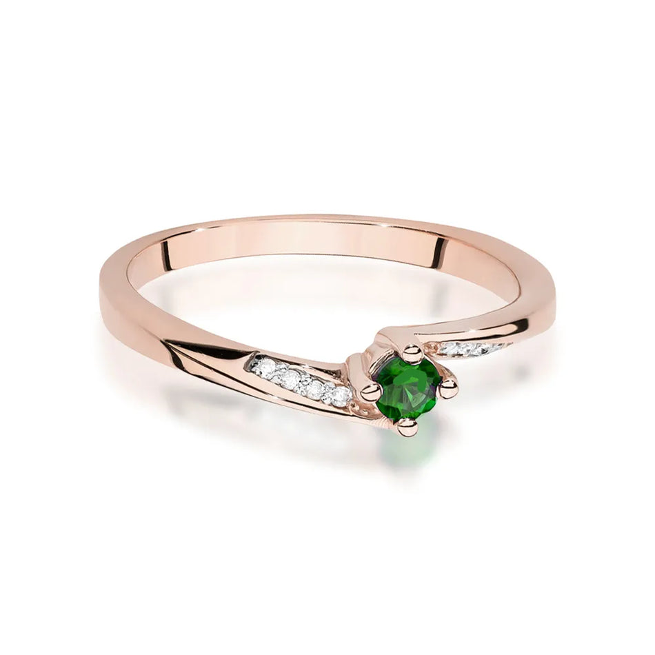 Gold Ring with 0.15ct Emerald and 0.04ct Diamonds