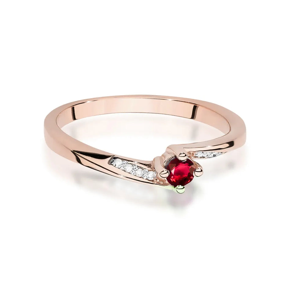 Gold Ring with 0.15ct Ruby and 0.04ct Diamonds