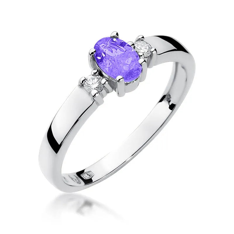 Zlatý prsteň s 0,40 ct tanzanitom a 0,08 ct diamantmi