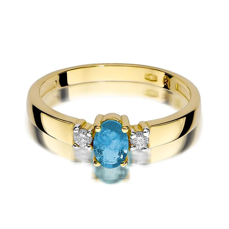 Gold Ring with 0.50ct Topaz and 0.08ct Diamonds