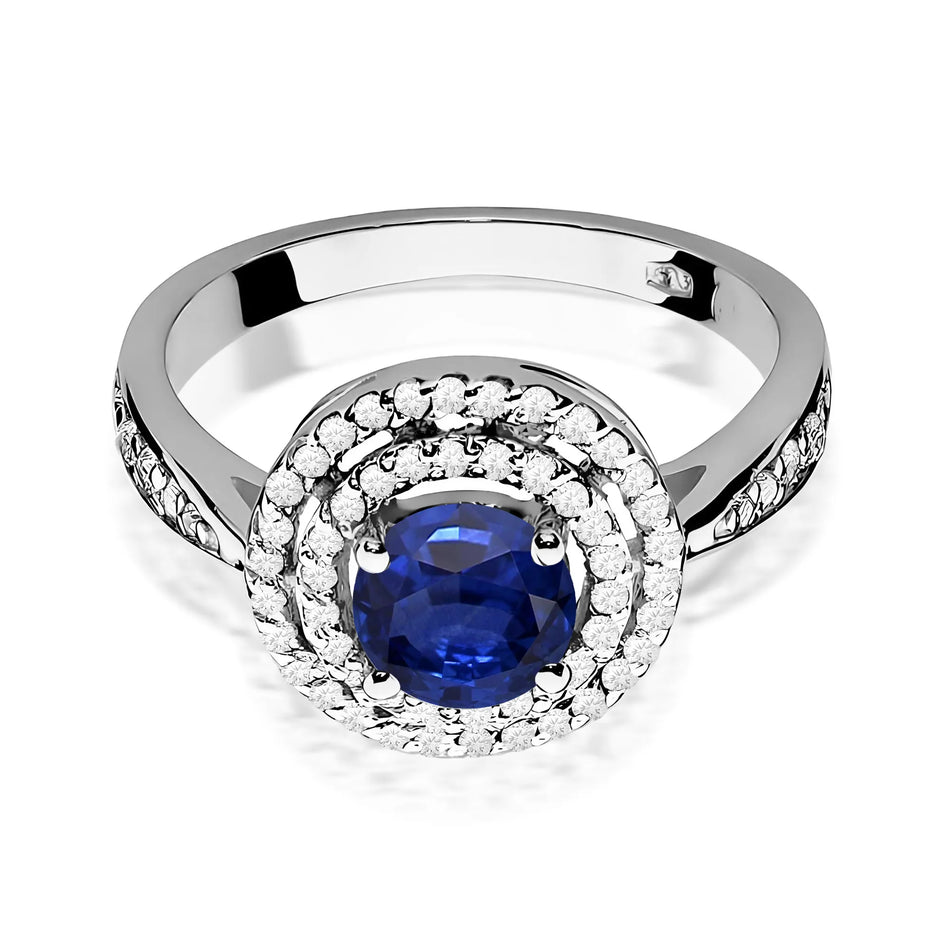Gold Ring with 1.00ct Sapphire and 0.374ct Diamonds