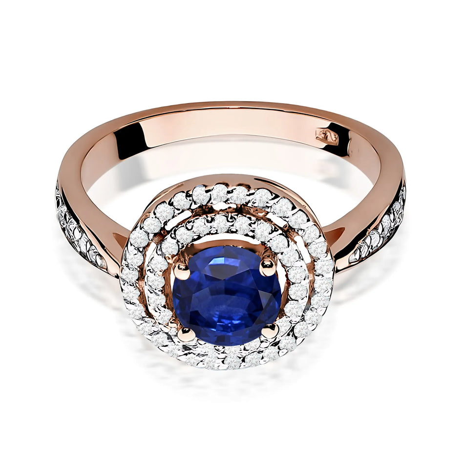 Gold Ring with 1.00ct Sapphire and 0.374ct Diamonds